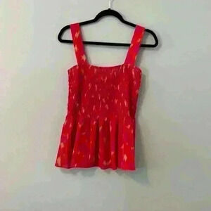 Rose & Olive Pink and Orange Sleeveless Top with Ruching Size Small NEW NWT